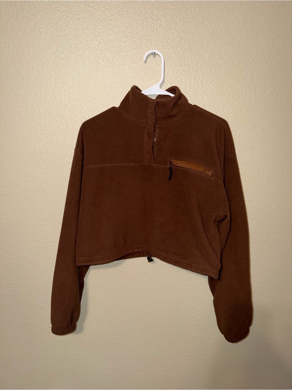 Forever 21 Brown Cropped Turtleneck Fleece Pullover